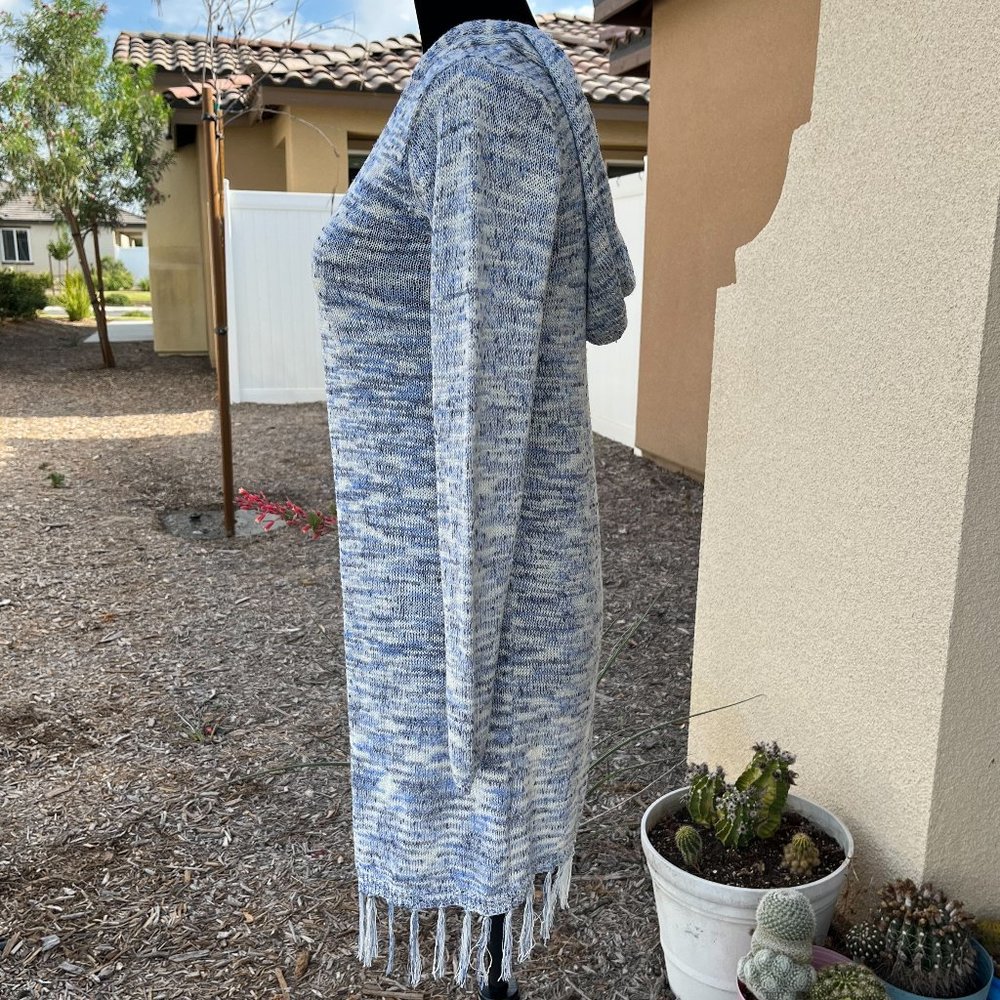 Mudd Blue & White Open Cardigan With Hood Girls Size 16 - Picture 7 of 16